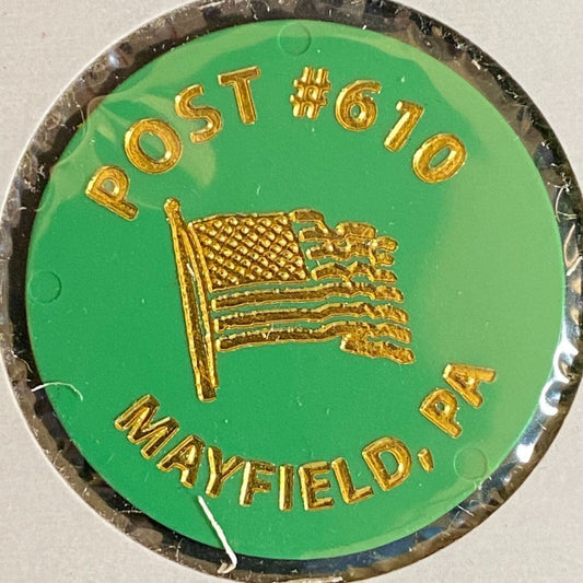 Mayfield, PA American Legion Post #610 c1980's Plastic Token "G/F Bottle Beer"