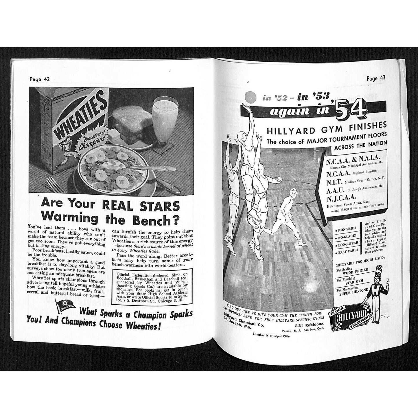 State High School Assoc. "Basketball Rules 1954 - 1955" 1950's Booklet 64pp VGC