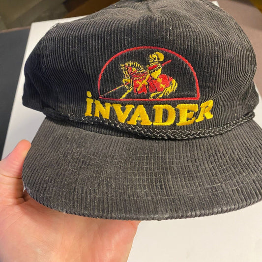 Invader Motor Oil Cap c1980's? 100% Embroidered Cotton Corduroy w/ Rope Brim