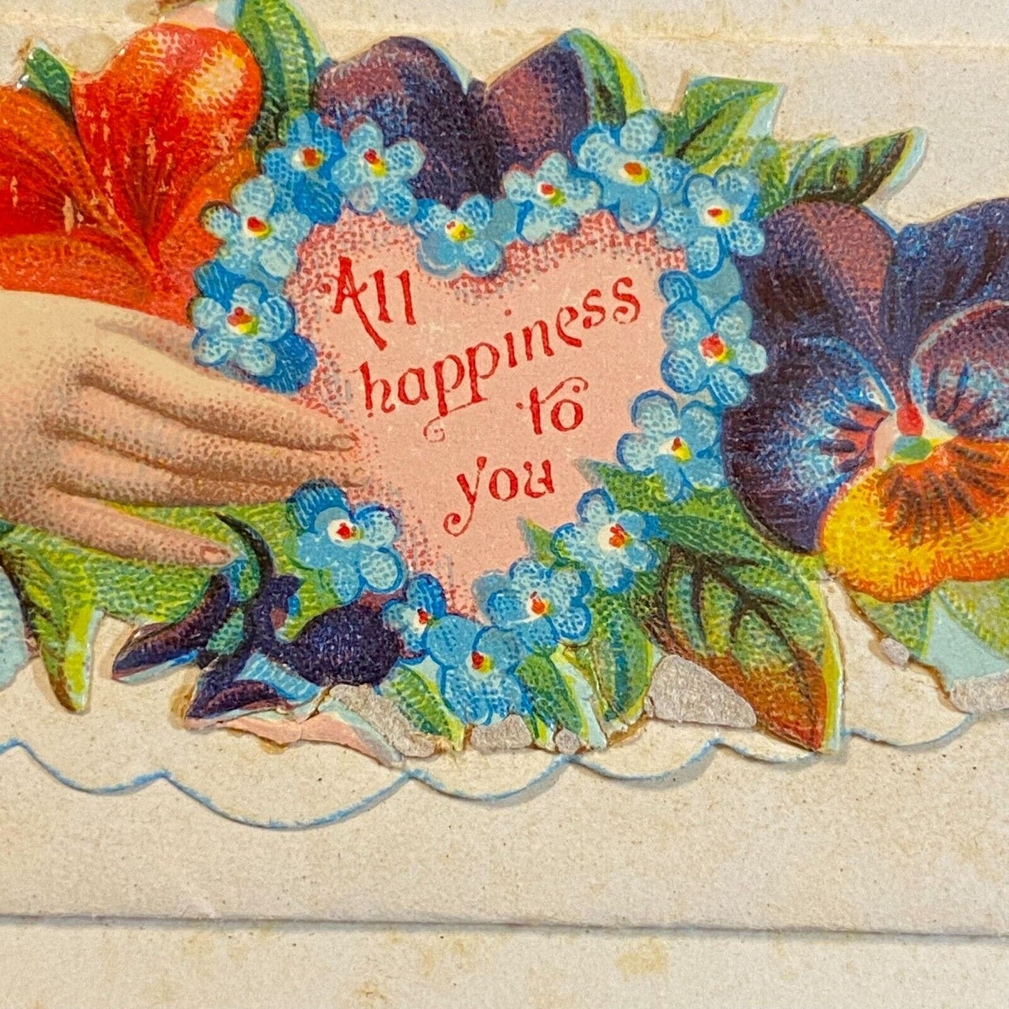 Eva F. Richard" Victorian Die Cut Envelope Name Card Greeting "All Happiness"