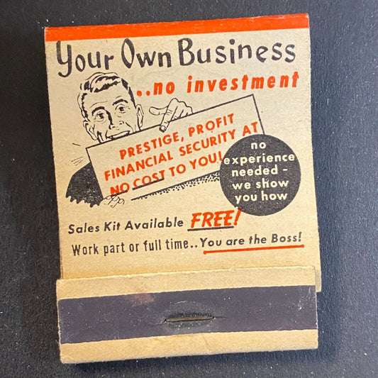 "Your Own Business" Mail-In Offer Full Matchbook c1961 VGC