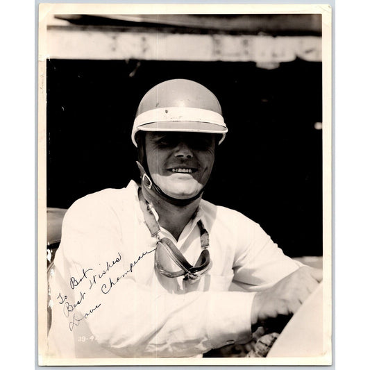 Dave Champeau Smiling Signed Racing Photo Race Car c1940 8"x10"