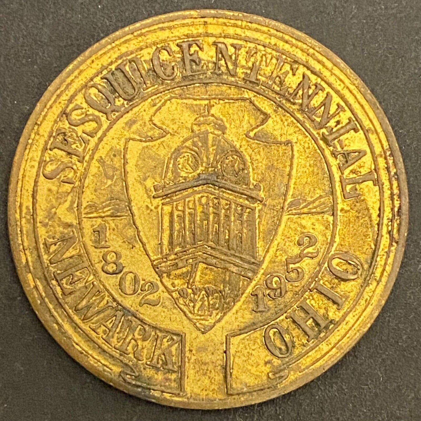 Newark, Ohio Sesquicentennial 1802 - 1952 G/F 50¢ Brass Trade Token 32mm (#15)