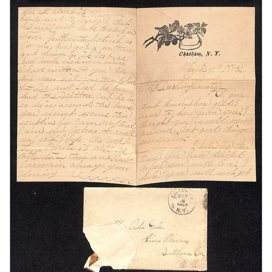 1885 Chatham, NY ALS Correspondence - on Stationary w/ Blackberry Header Art