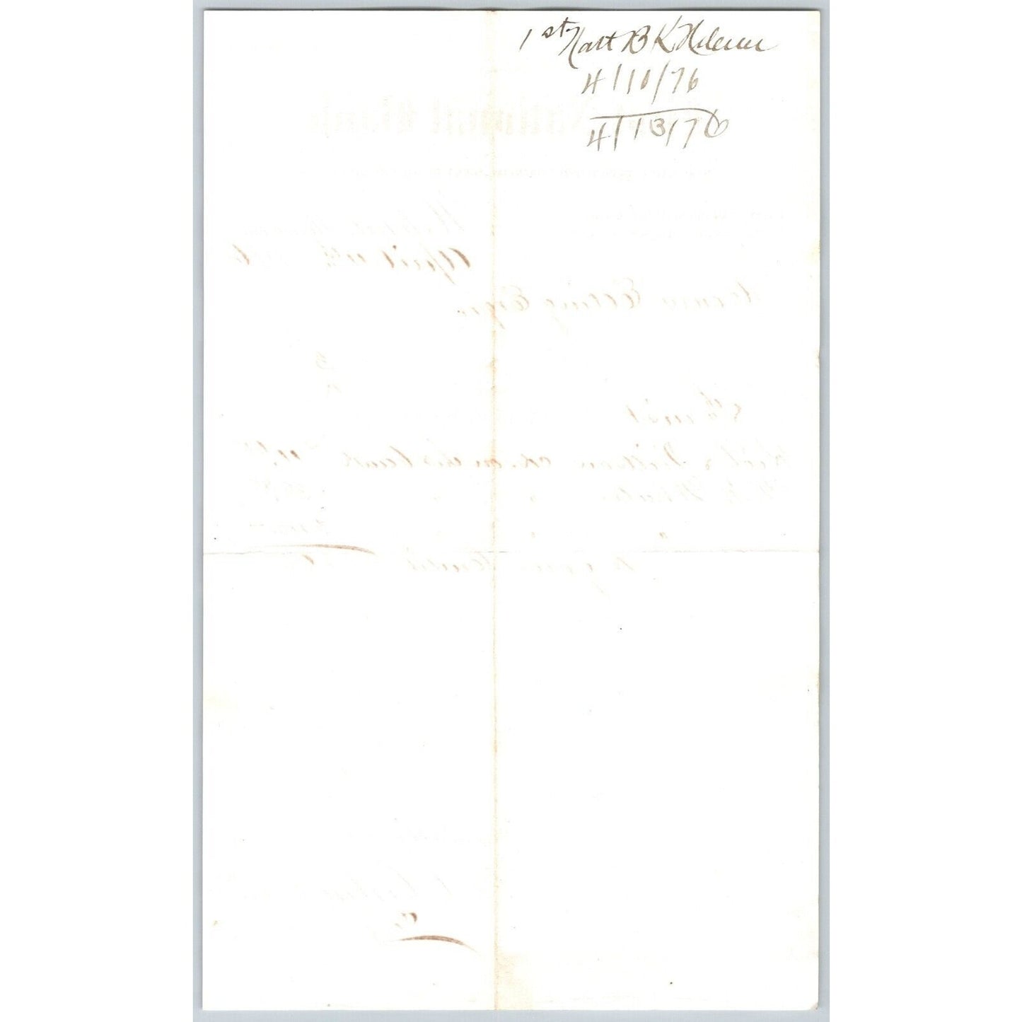 First National Bank Helena, MT 4/11 1876 Payment Advice Henry Elling*