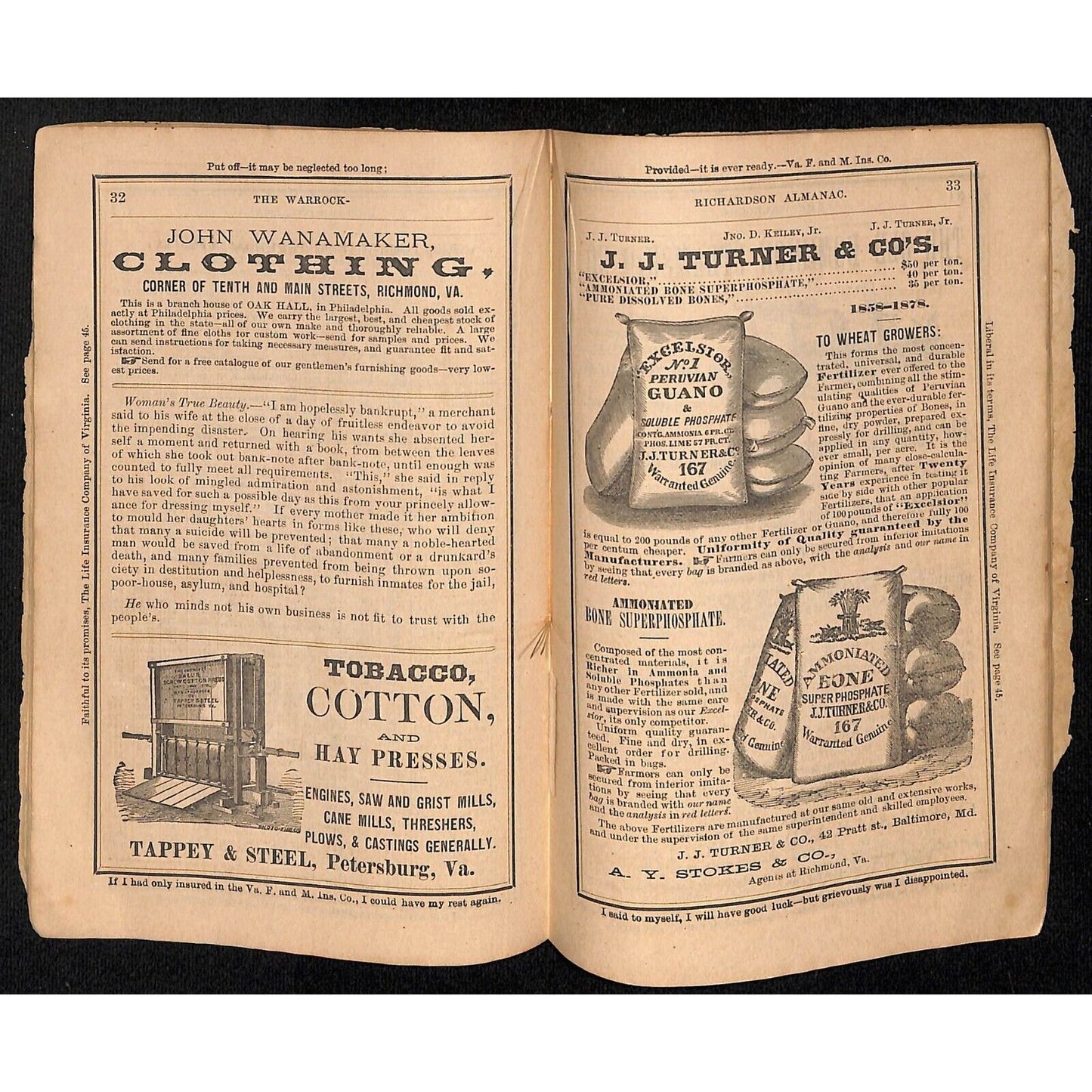 1879 Goode / Warrock-Richardson MD, VA & NC Almanack / Almanac 63pp* Scarce