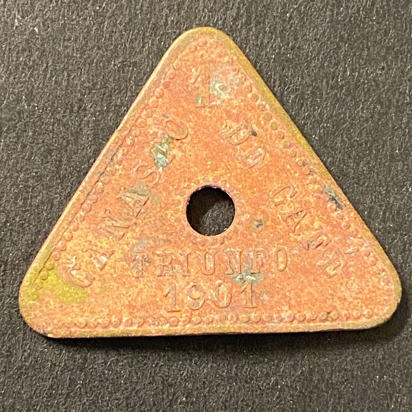 Triunfo Mexican Coffee Plantation Token 1901 Canasto Cafe "1" 26mm (#3)