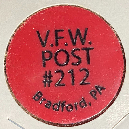 Bradford, PA V.F.W. Post 212 Plastic Drink Token "Good For One Cocktail"