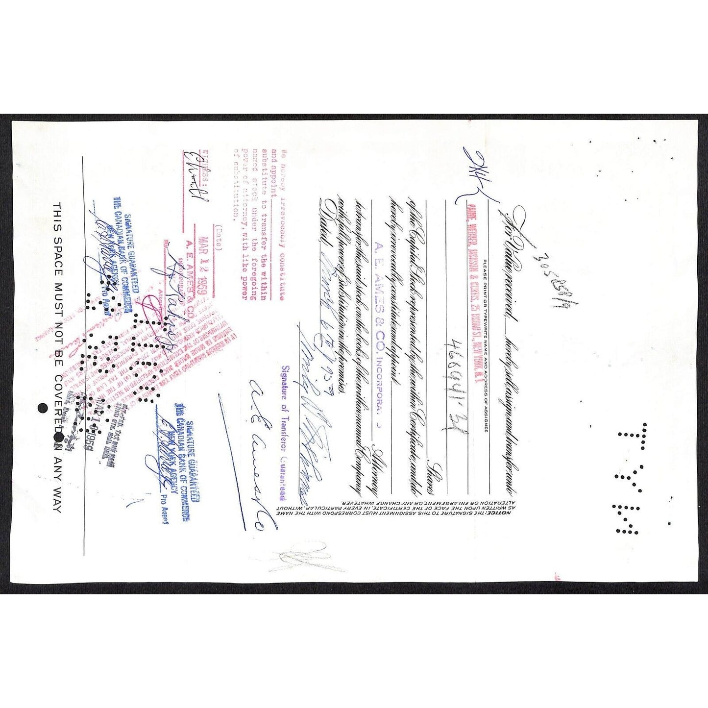 Irving Trust Company NY 1959 Stock Certificate Emily B Williams