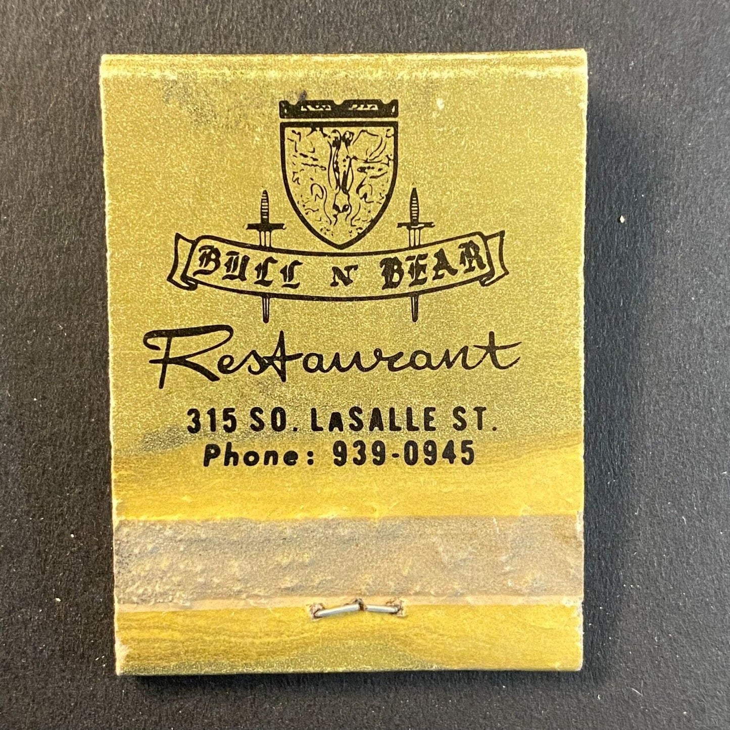 Bull N' Bear Restaurant Chicago c1973-1980's Full Matchbook VGC