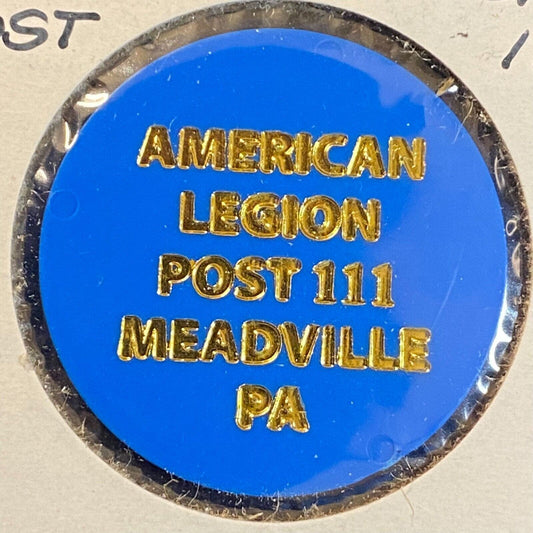 Meadville, PA American Legion #111 c1980's Plastic "G/F One Bottle Beer" Token