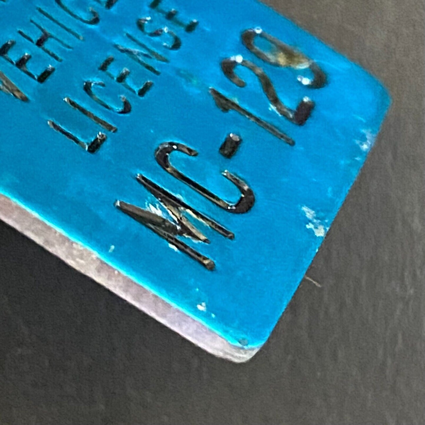 1974 Wilmette Vehicle License Tag MC-129 Motorcycle Aluminum