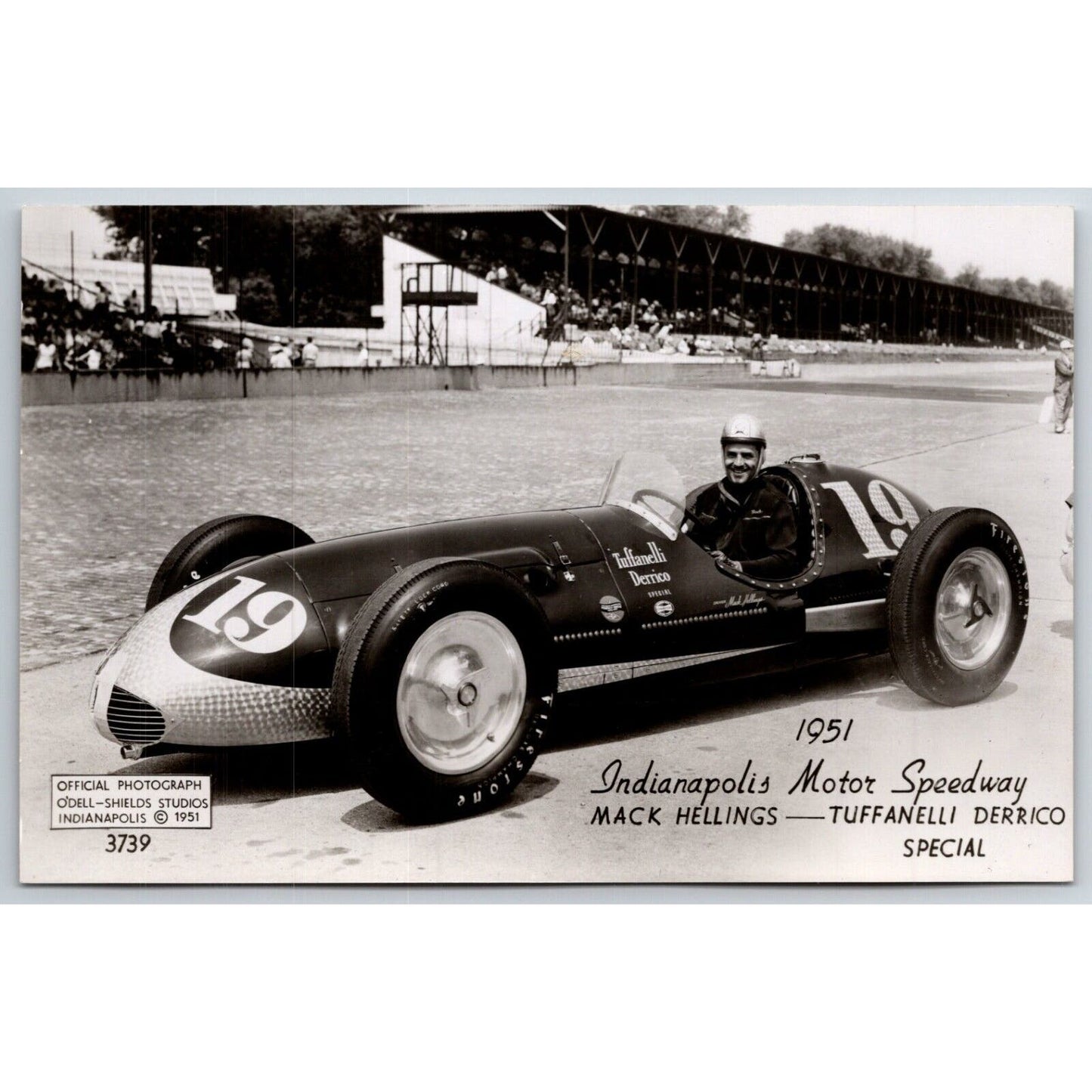 Indianapolis Motor Speedway 1951 Mack Hellings RPPC* O'Dell-Shields Postcard