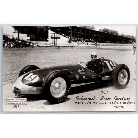 Indianapolis Motor Speedway 1951 Mack Hellings RPPC* O'Dell-Shields Postcard