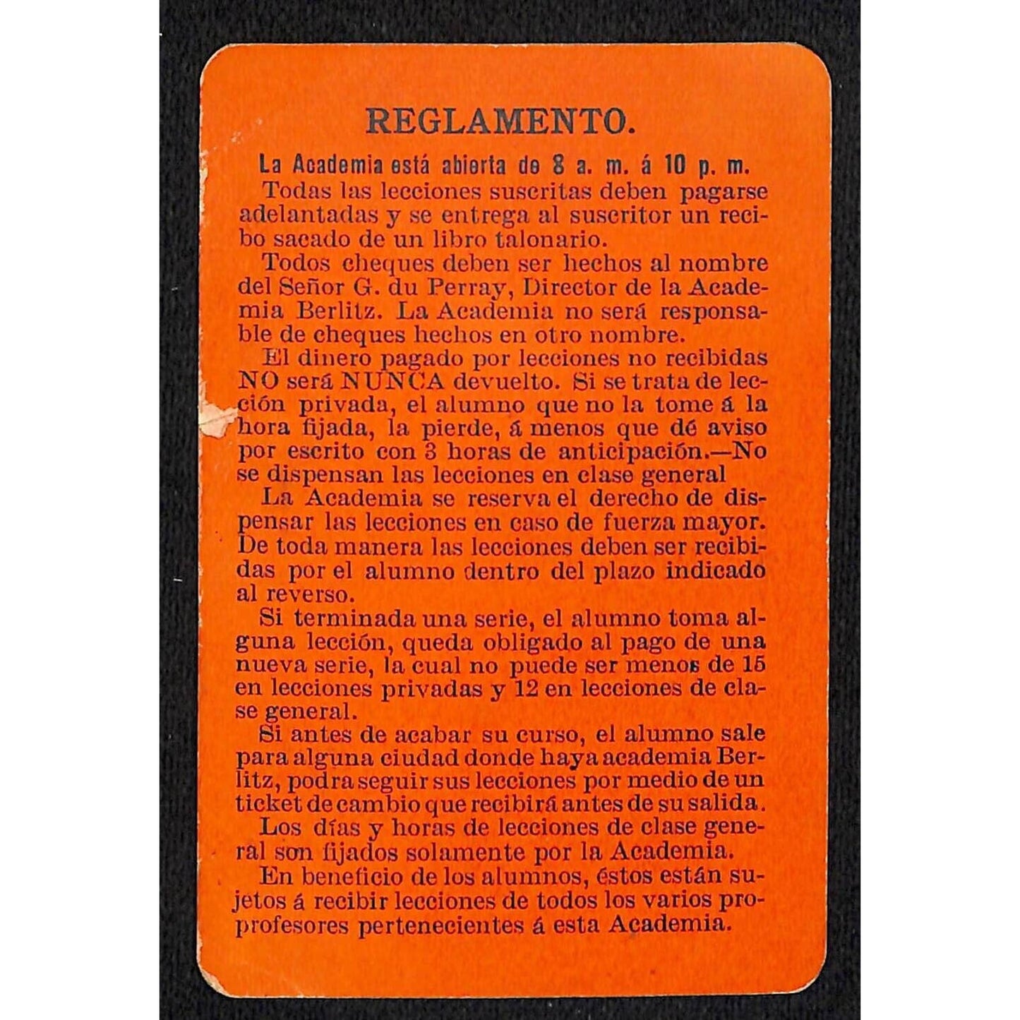 1912 The Berlitz School of Language Mexico Subscription Card