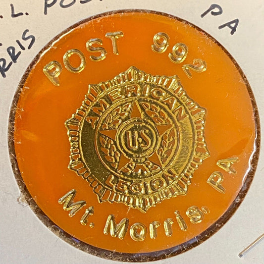 Mt. Morris, PA American Legion 992 c1980's Plastic Token "G/F One Mixed Drink"