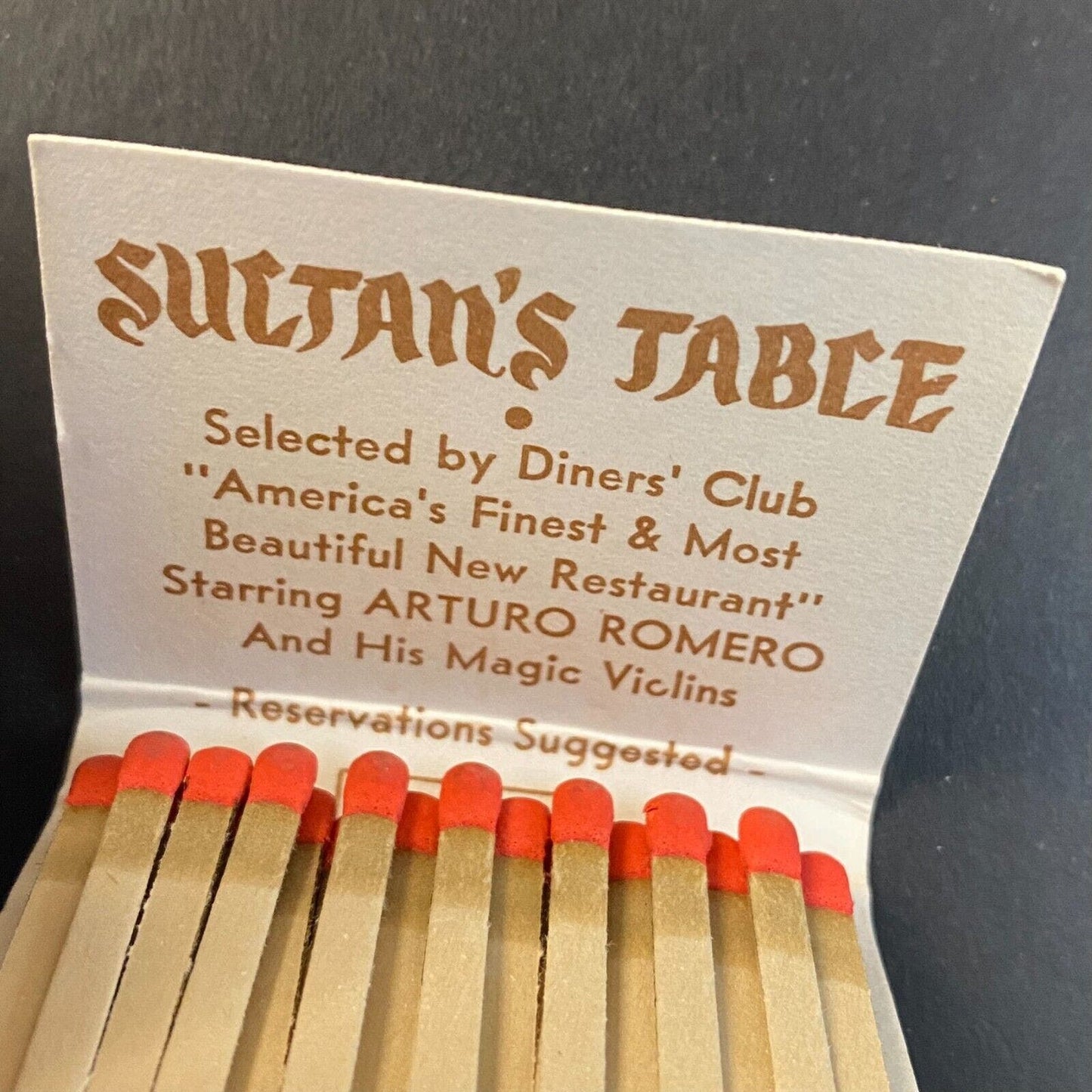 Dunes Hotel Vegas c1974-79 "Sultan's Table" Full Matchbook VGC