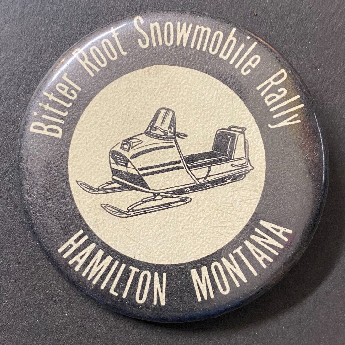 Bitterroot Snowmobile Rally Hamilton, MT c1969-74 Pinback (#2)