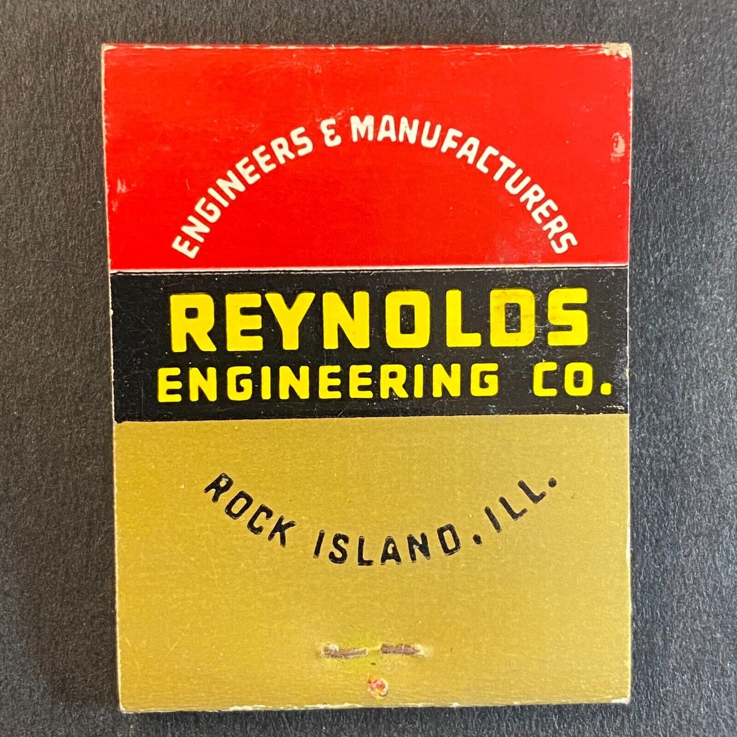 Reynolds Engineering Co. Rock Island, IL Near Full (-2) Matchbook c1950's-60's
