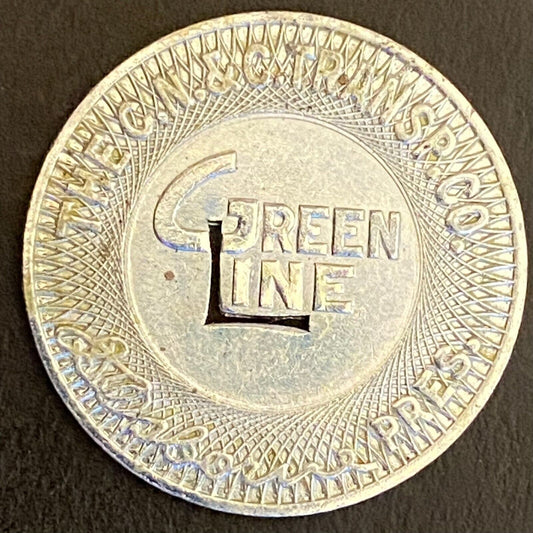 Green Line Transit Token Covington C.N. & C.T Transp. Co. G/F One Fare 23mm (#1)