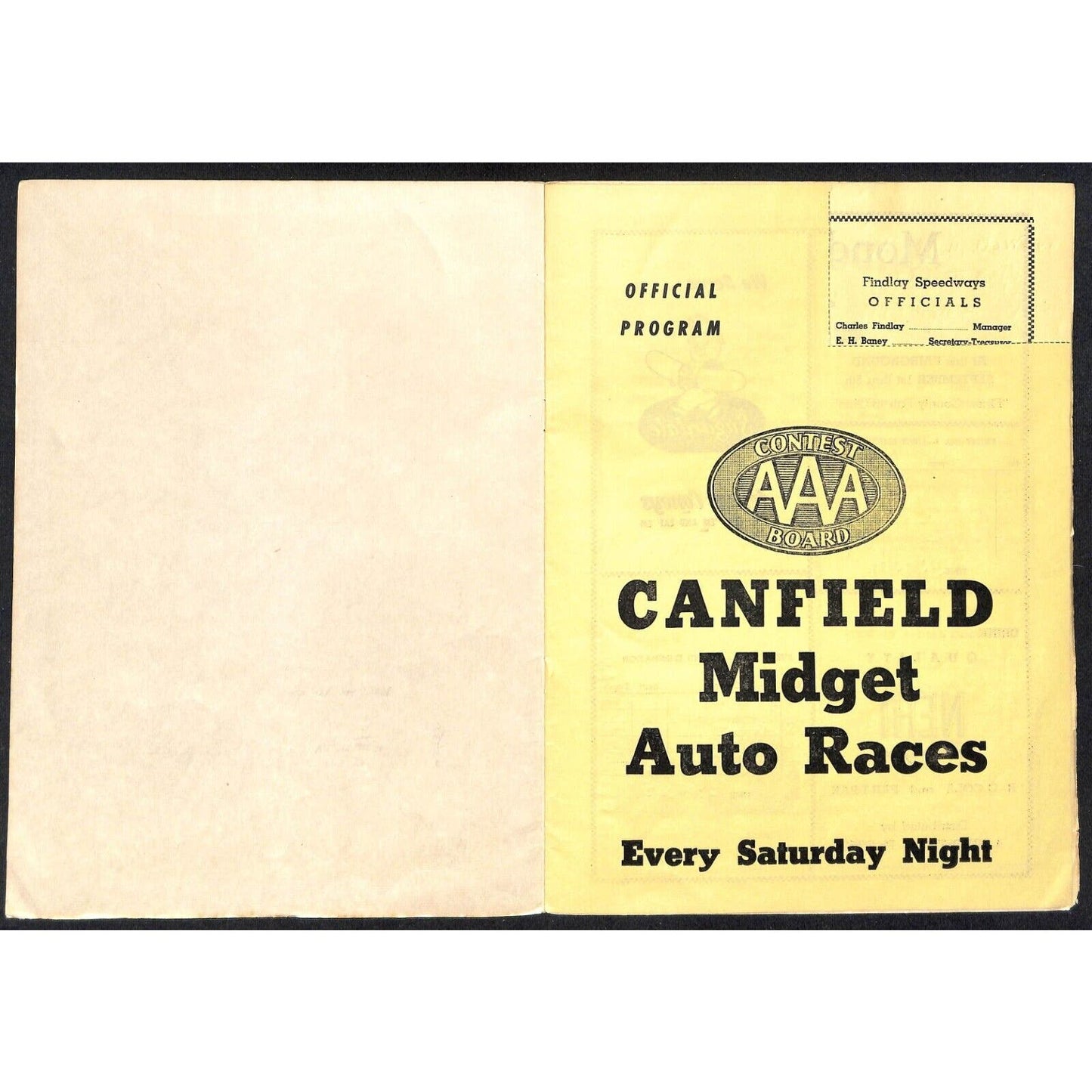 Canfield Speedway Auto Racing Program Midget Car Wes Saegesser / Ray Courtney