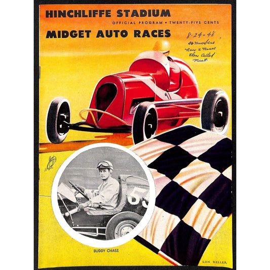 Hinchliffe Stadium Midget Auto Races 8/24 1948 Program Buddy Chase 8p VGC Scarce