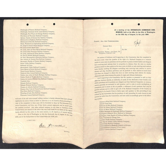 1889 George Rice vs. AT&SF & Others Case re: Tank Stations