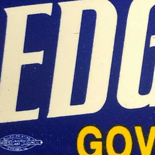Jim Edger - Governor Illinois c1991-99 Full Matchbook