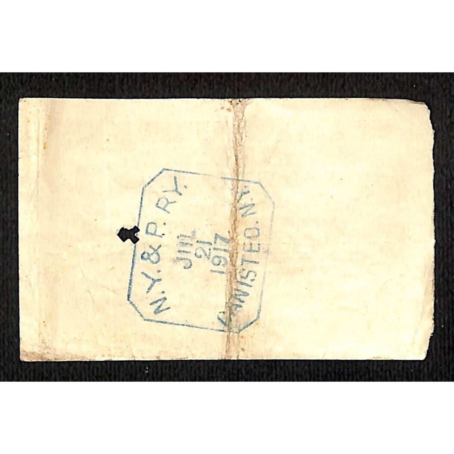 New York & Pennsylvania Railroad RY July 21 1917 Rexville? 1/2 Fare Ticket #5241