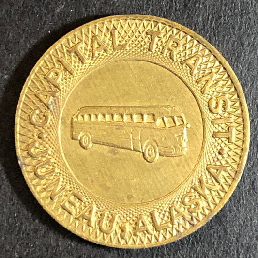 Capital Transit Juneau Alaska Brass G/F One Fare Transit Bus Token 23mm VGC