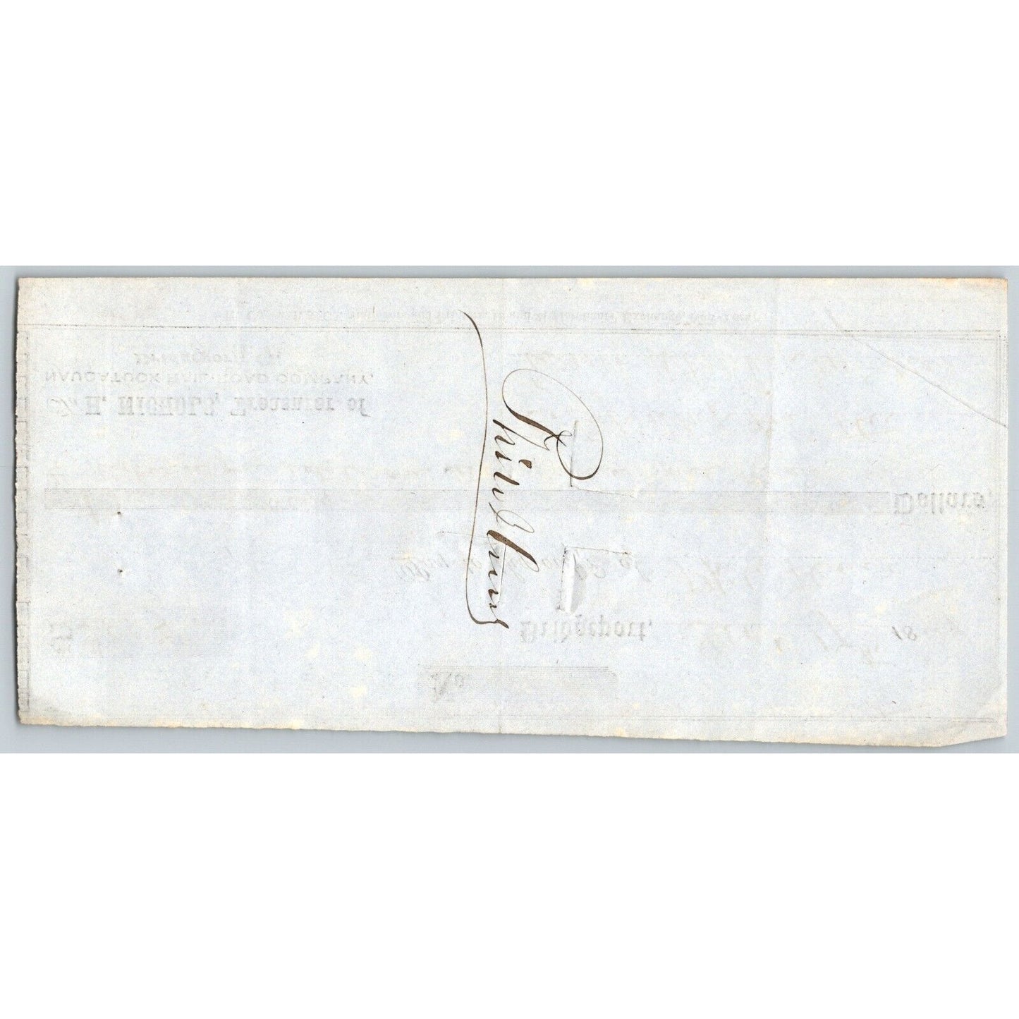 Naugatuck Railroad Co. Bridgeport Connecticut 1849 Check #250 Philo Hurd Signed