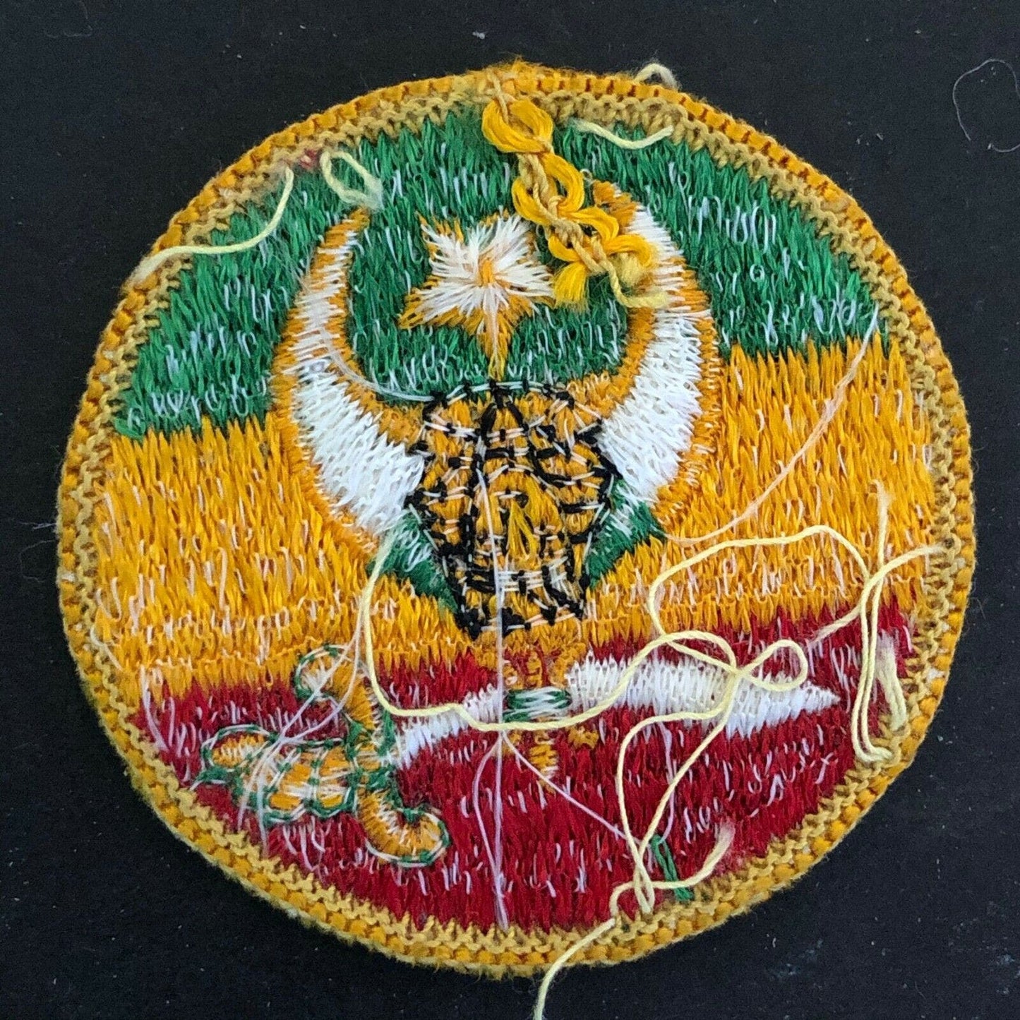 c1970-80's Vintage Machine Stitched Embroidered Patch - Shriners Sword Symbol