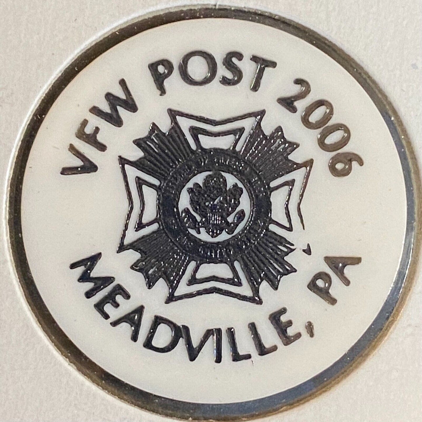 Meadville, PA VFW Post 2006 c1980's Plastic Token "$1.00 Drink"
