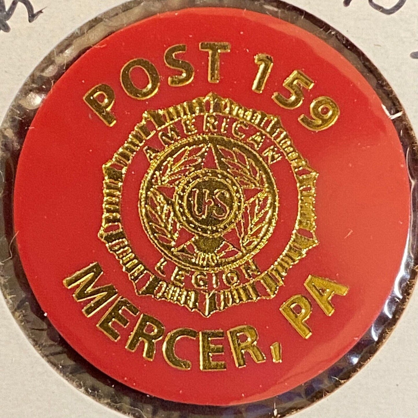 Mercer, PA American Legion Post 159 c1980's Plastic Token "Mixed Drink or Beer"