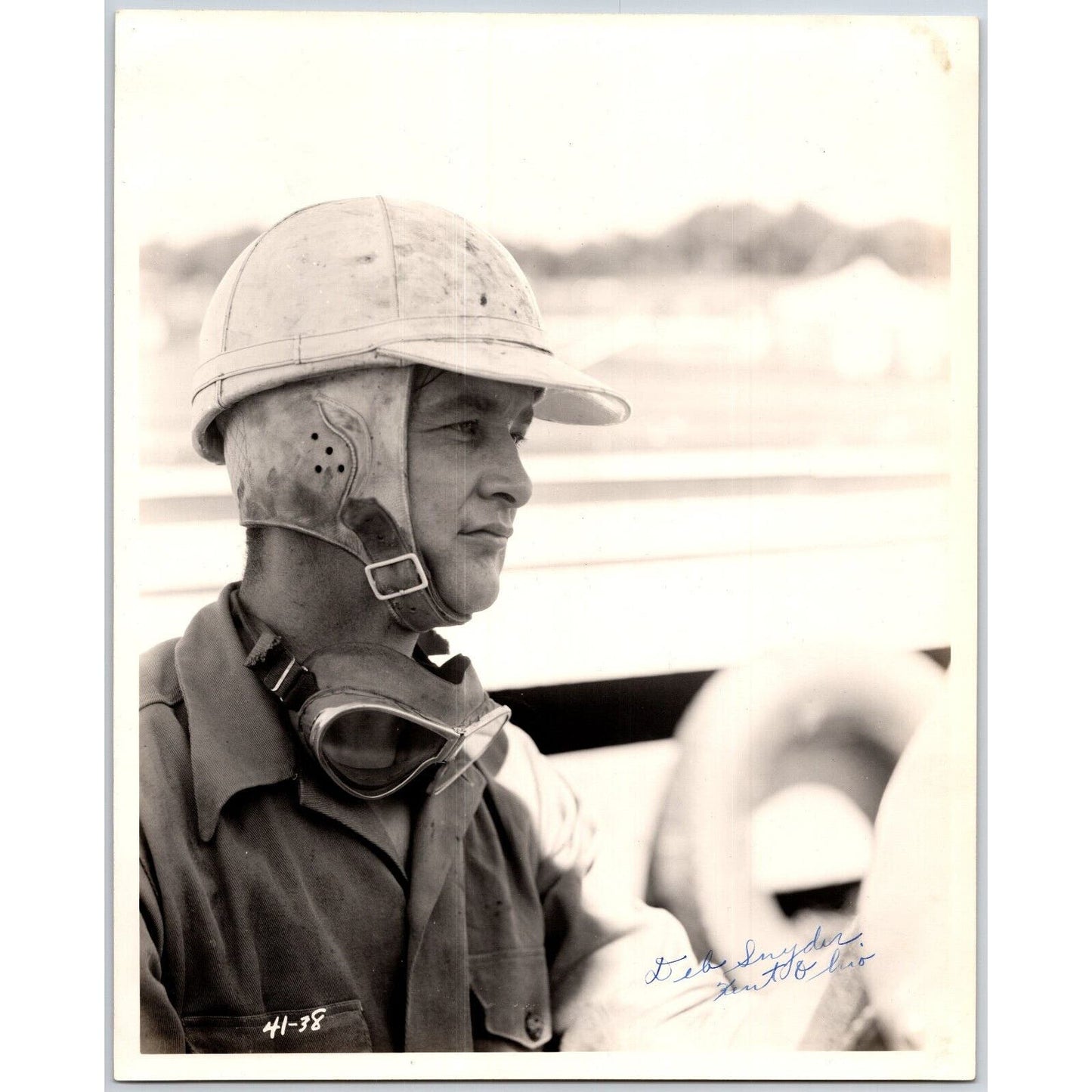Adelbert "Deb" Snyder Kent Ohio Signed c1940's Auto Racing 8"x10" Photo