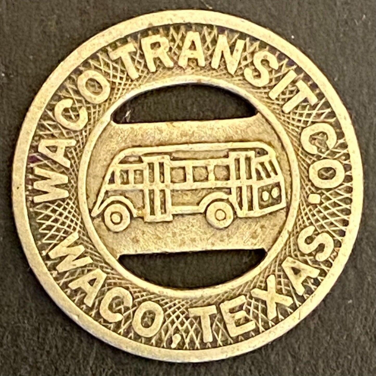 Waco Transit Co. Texas G/F One Fare Transit Token Bus 16mm (#1)