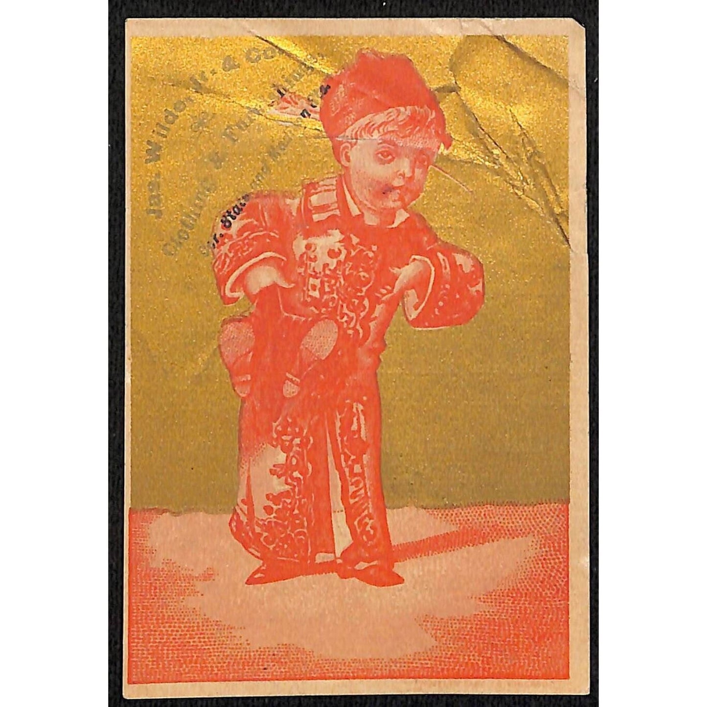 James Wilde Men's Suits Victorian Trade Card Boy Wears Asian ? Outfit / Damage
