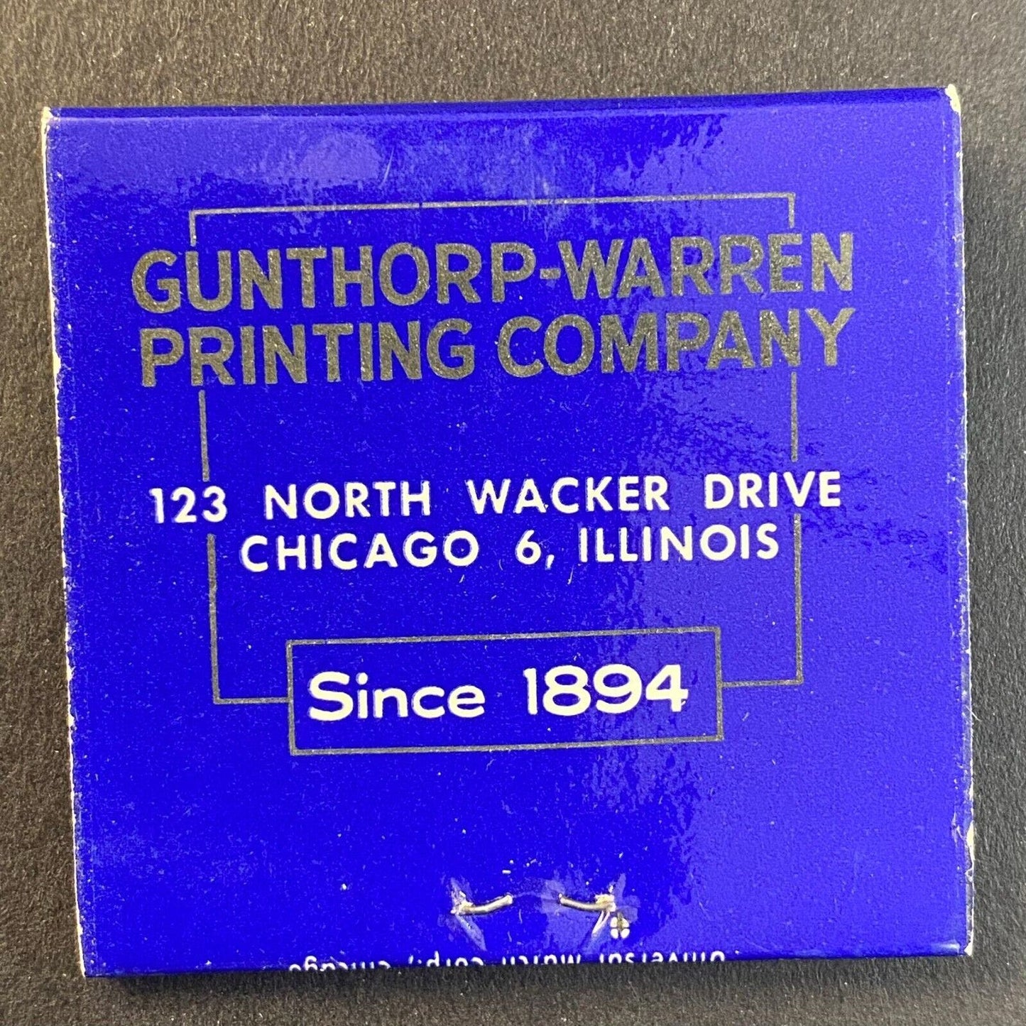 Gunthrop-Warren Printing Company Chicago c1960's-1973 Full Matchbook VGC
