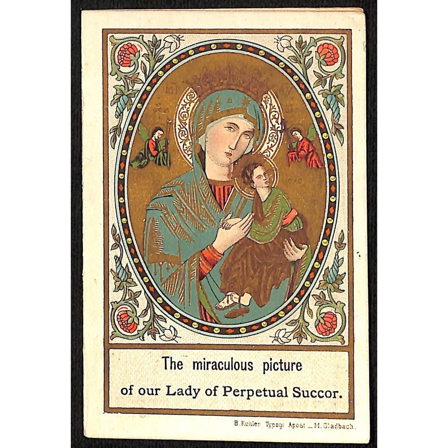 Devotion - Our Lady of Perpetual Succor Holy Card c1900 Gilt Scarce