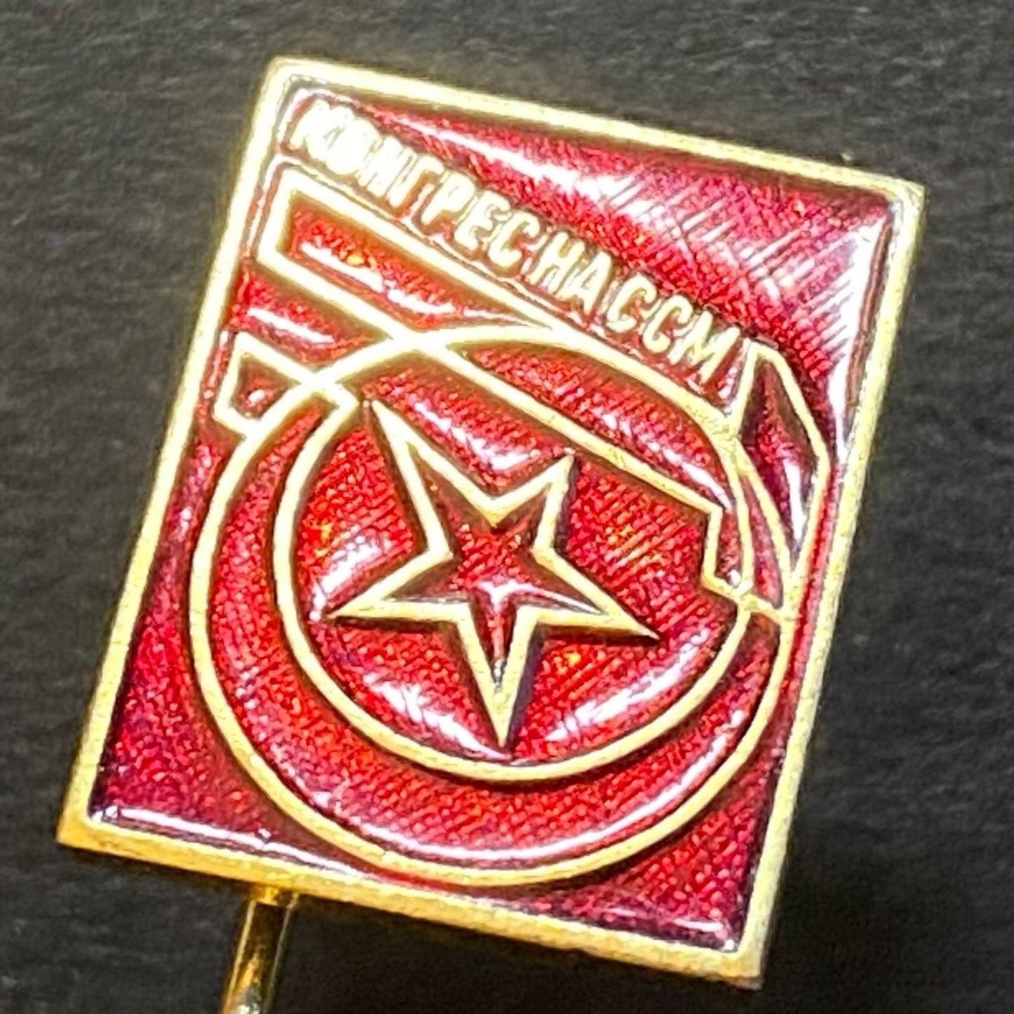 Nassm Congress ? Russian Vintage Enameled Lapel Stick Hat Pin