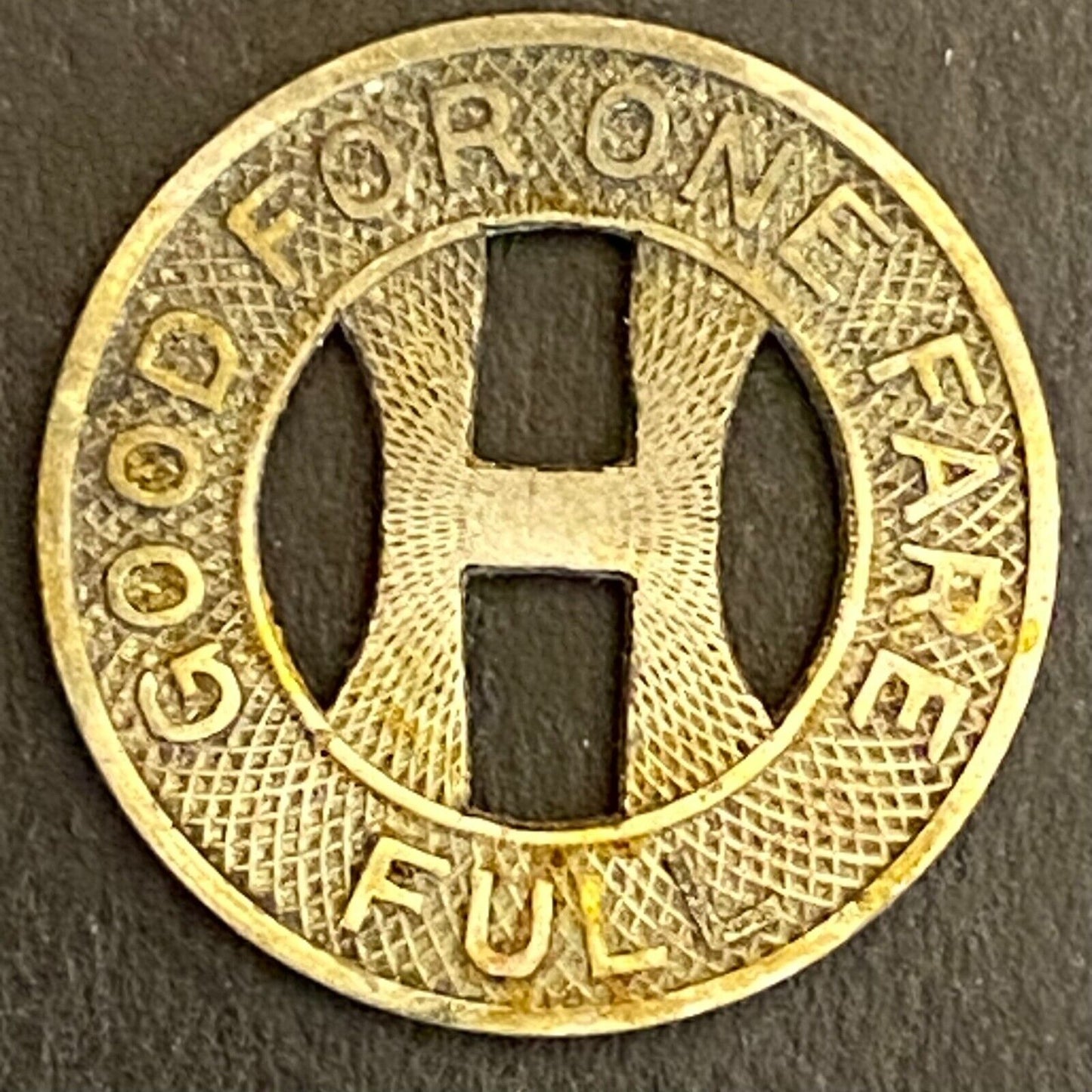 Houston Electric Company G/F One Fare Full Transit Token 16mm