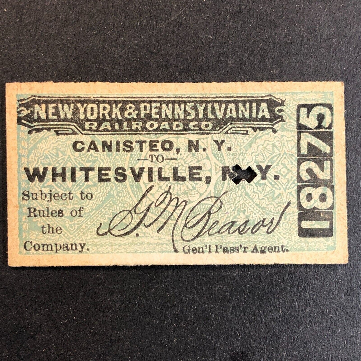 New York & Pennsylvania Railroad July 21 1917 Whitesville, NY Ticket #18275