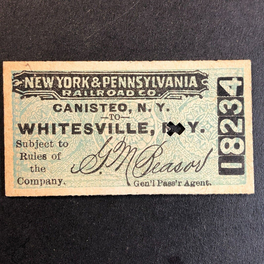 New York & Pennsylvania Railroad July 10 1917 Whitesville, NY Ticket #18234