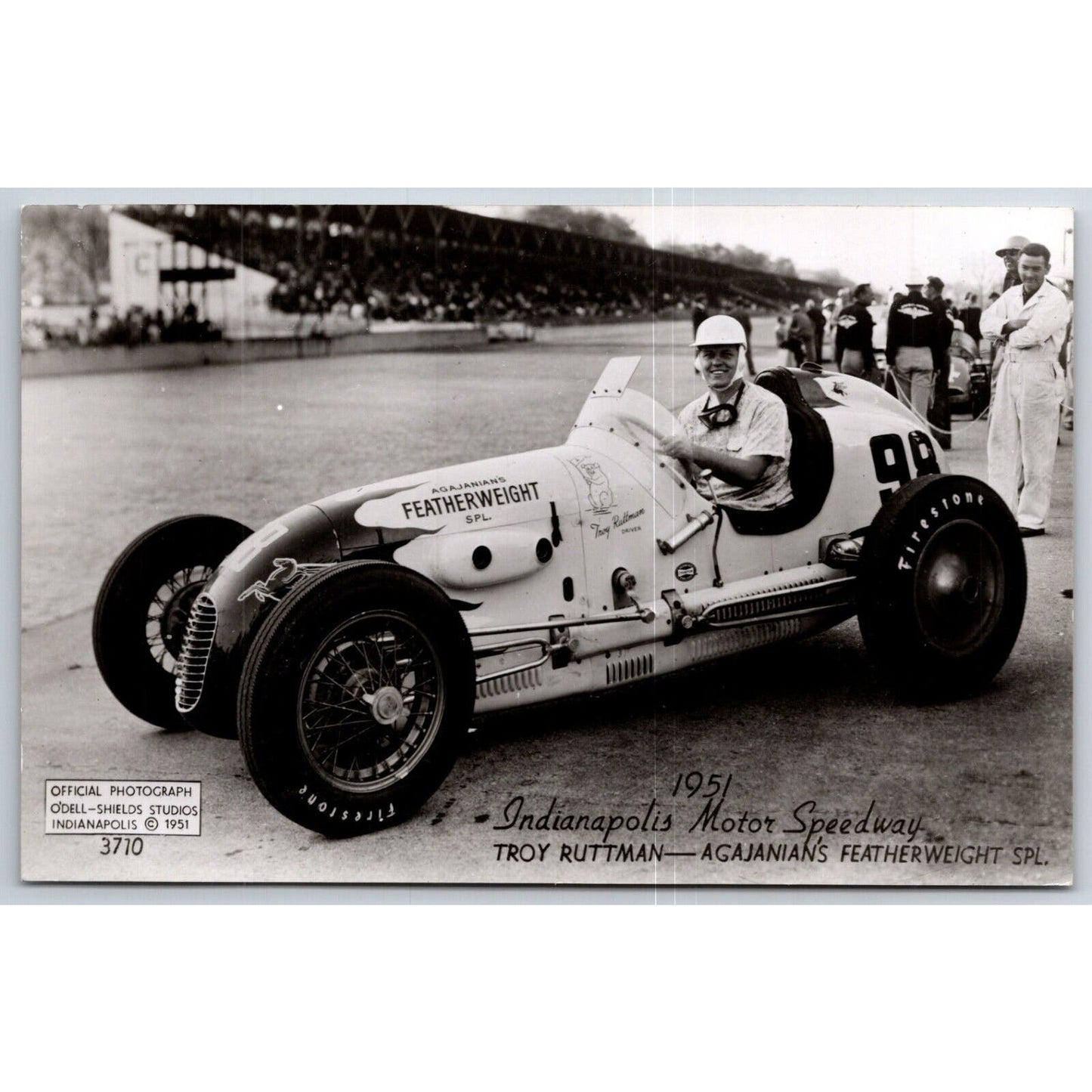 Indianapolis Motor Speedway 1951 Troy Ruttman RPPC* O'Dell-Shields Postcard VGC