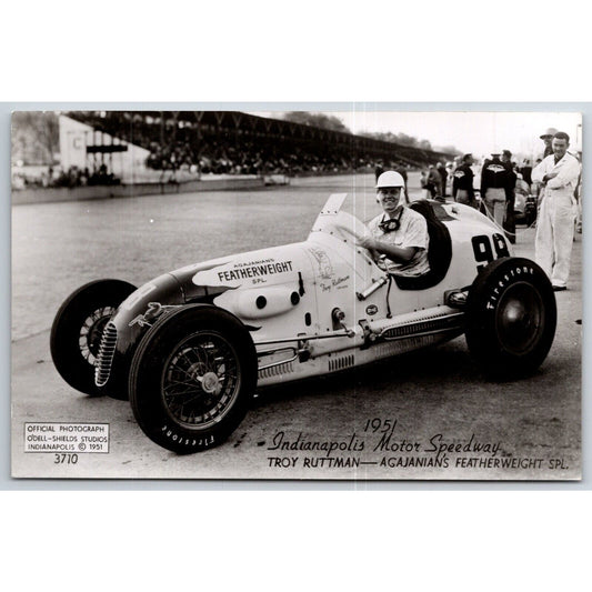 Indianapolis Motor Speedway 1951 Troy Ruttman RPPC* O'Dell-Shields Postcard VGC