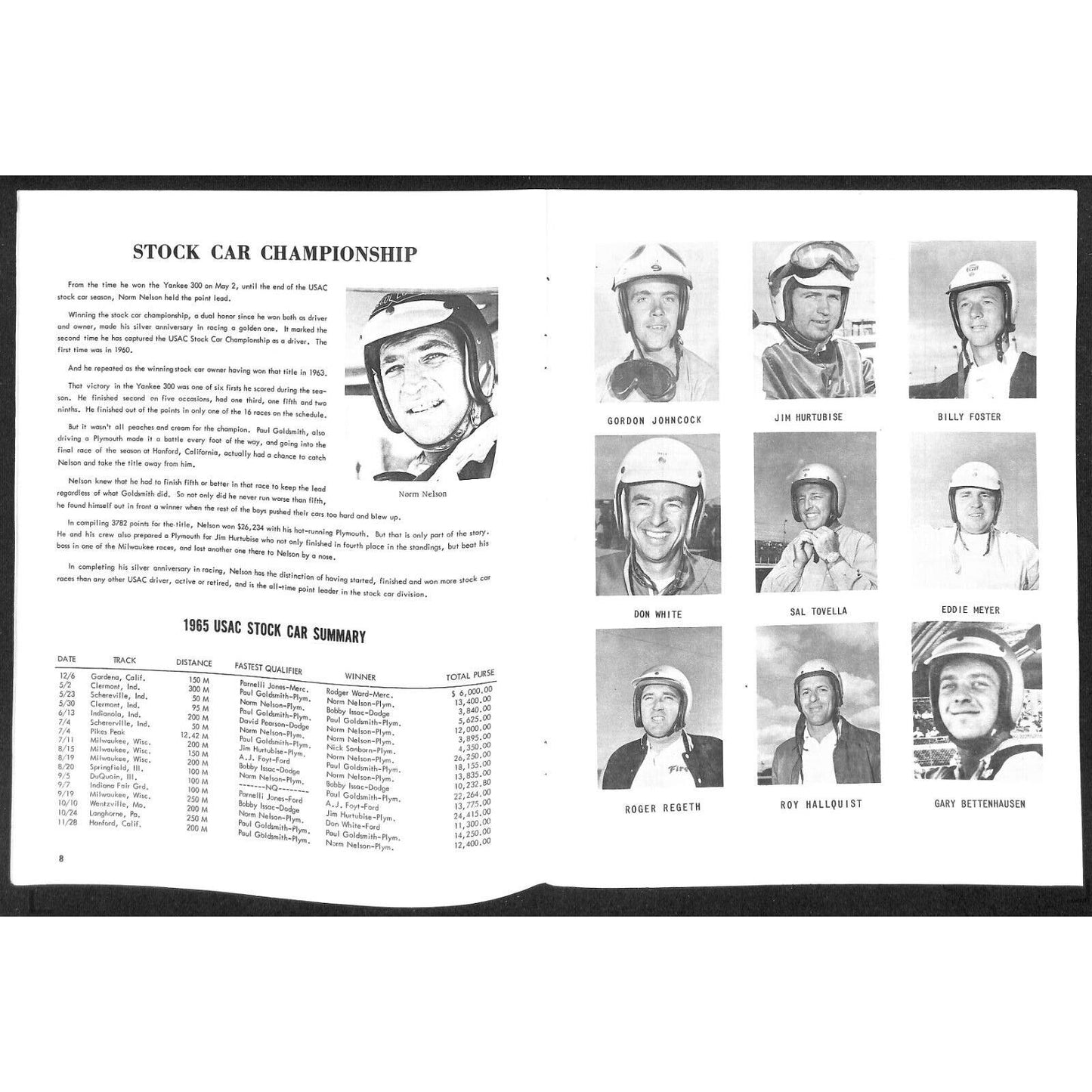 Langhorne Speedway 250Mile Stock Car Auto Racing Program 9/11 1966 21pp VGC