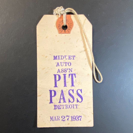 Midget Auto Ass'n (MARA ?) Pit Pass Detroit May 27, 1937 - Scarce