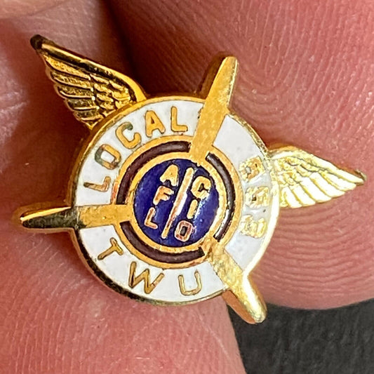 AFL CIO TWU Local 553 Color Enameled Lapel Pin Transport w/ Wings 16mm