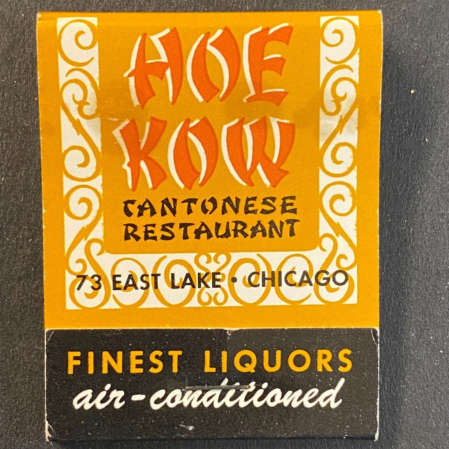 Hoe Kow Cantonese Restaurant Chicago c1973-75 Full Matchbook Scarce