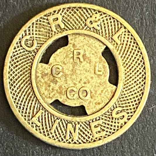 C.R. & L. Lines (New Britain, CT) G/F One Fare Transit Token 16mm (#1)